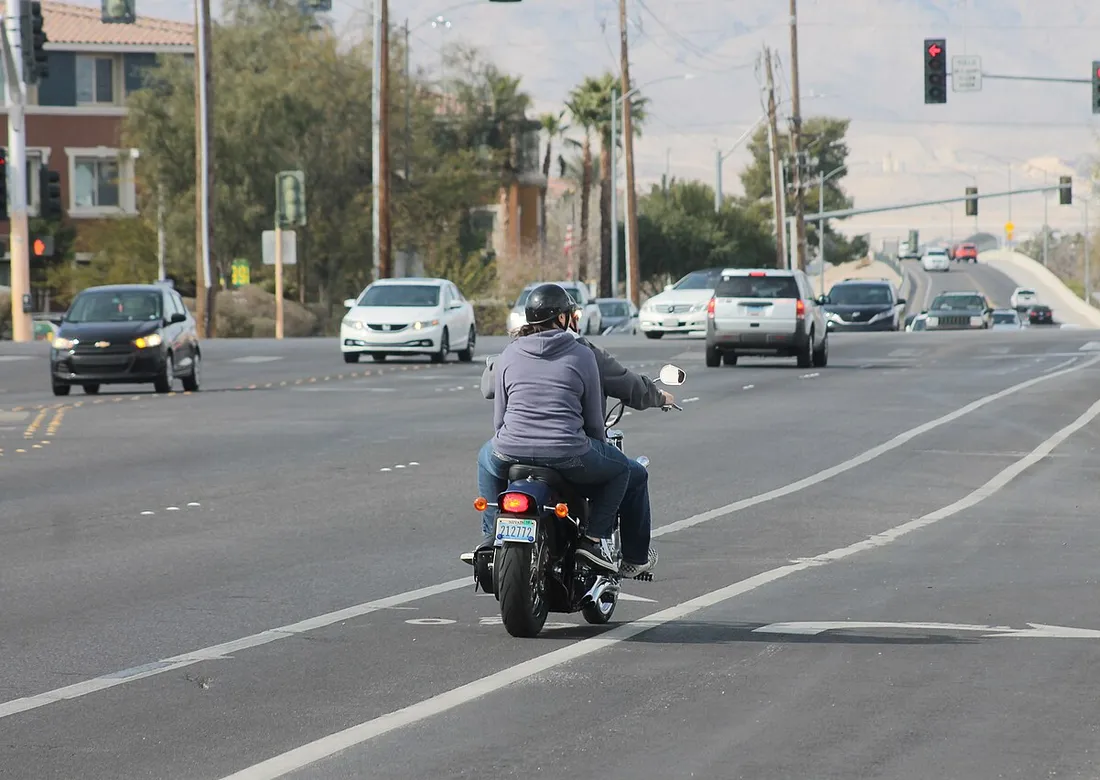 Motorcyclist riding on a Houston road